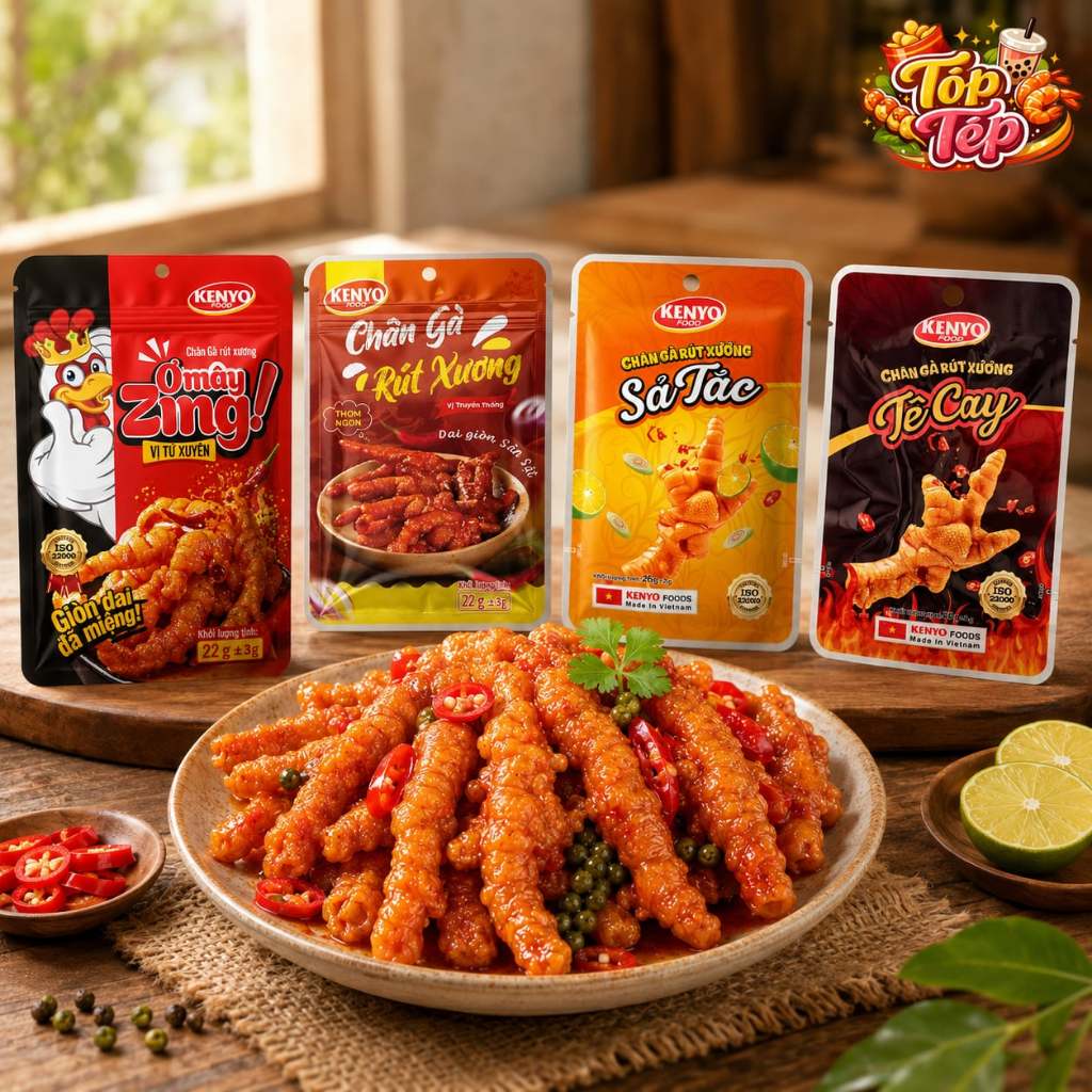 Combo Chân Gà Kenyo - Rút xương 4 vị - Tê Cay/Sả Tắc/Truyền Thống/Tứ Xuyên | Gói 22-26g