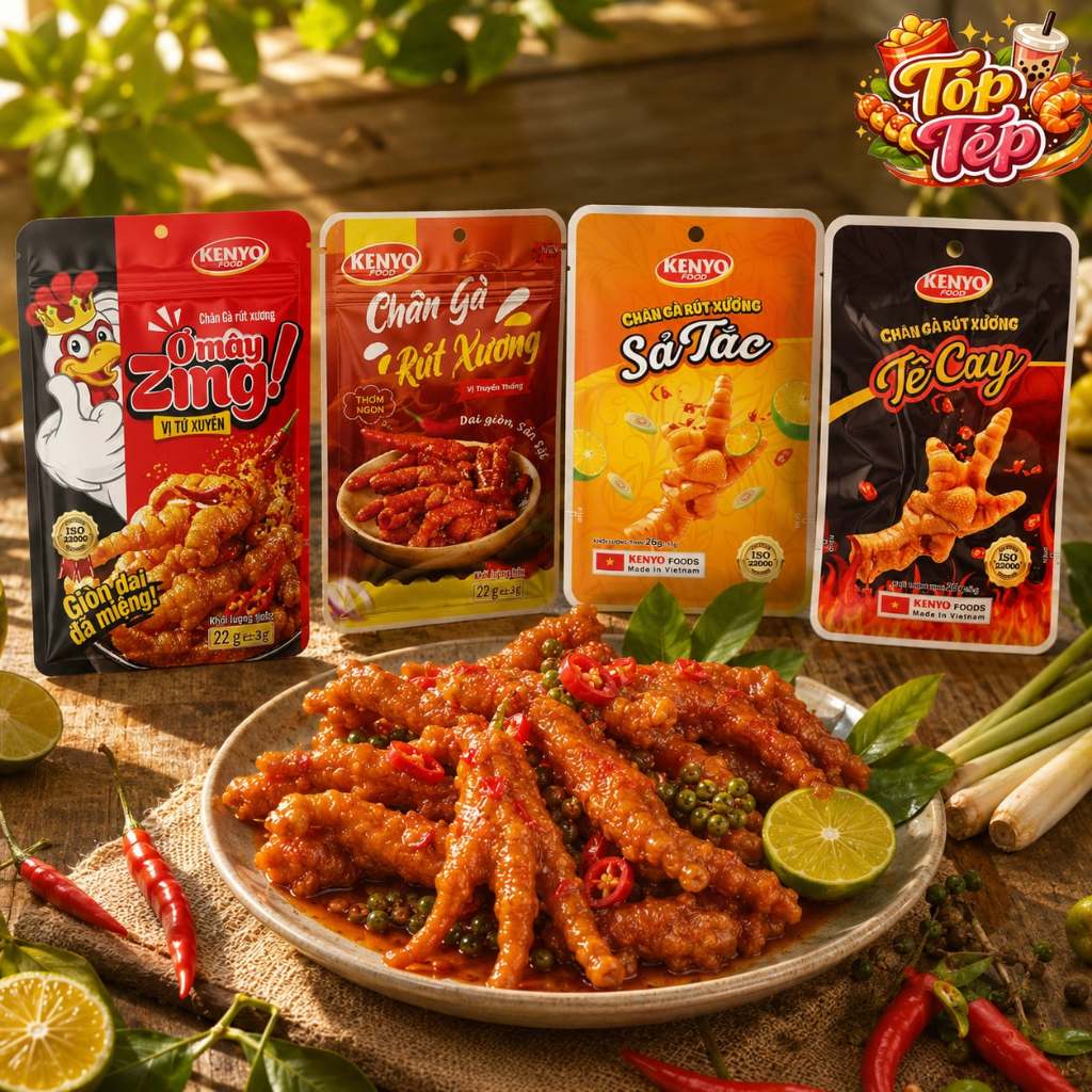 Combo Chân Gà Kenyo - Rút xương 4 vị - Tê Cay/Sả Tắc/Truyền Thống/Tứ Xuyên | Gói 22-26g