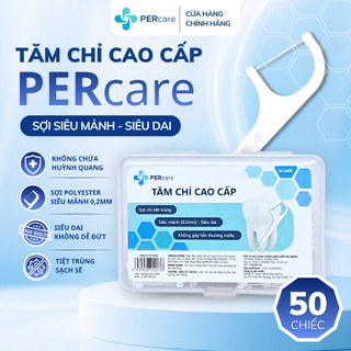 Tăm Chỉ Cao Cấp PERcare Sợi Mảnh Tiệt Trùng Vệ Sinh Kẽ Răng An Toàn Không chứa Huỳnh Quang 50 chiếc Made in Việt