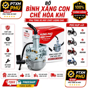 Chế hoà khí.bình xăng con jwoang/rs100/wave cá100/s100