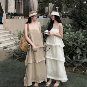 Váy Maxi Tầng Vải Vân Mây Mềm Mại - Đầm 2 Dây Suông Thanh Lịch