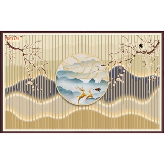 Tranh dán tường 3d lam sóng trang trí decor phòng khách, trang trí quán spa, đông y