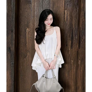 Set Áo Hai Dây + Quần Suông Ống Rộng Linen Hàn Quốc
