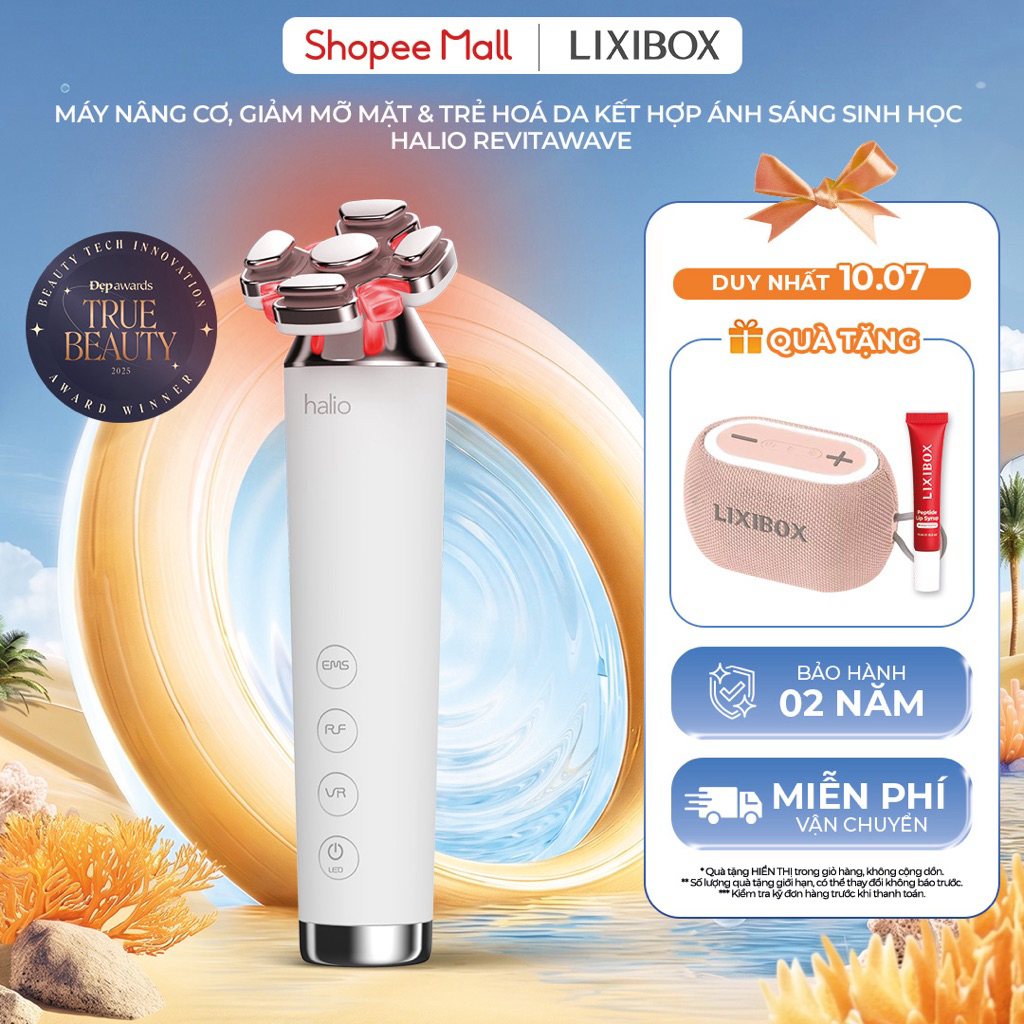 Máy Nâng Cơ, Giảm Mỡ Mặt & Trẻ Hoá Da Kết Hợp Ánh Sáng Sinh Học Halio RevitaWave Skin Rejuvenator
