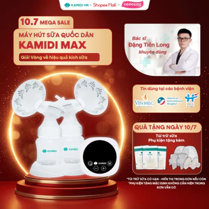 Máy Hút Sữa Điện Đôi Silicon Kamidi Max 9 Cấp Độ Phễu Silicon Cao Cấp Mềm Mại Kèm Bình Sữa Cho Bé
