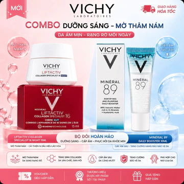 BỘ 02 SẢN PHẨM DƯỠNG DA THÂM, NÁM LIFTACTIV COLLAGEN VICHY VÀ MINERAL 89 VICHY