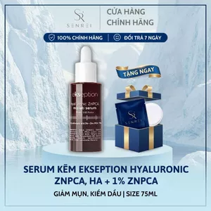 Serum Giảm Mụn Ekseption Hyaluronic ZnPCA Kiềm Dầu Cấp Ẩm HA + 1% Kẽm Phục Hồi 75ml Hàng Công Ty