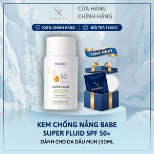 Kem Chống Nắng BABE Super Fluid Mattifying SPF 50+ Cho Da Dầu Mụn Kiềm Dầu Kháng Nước Hàng Công Ty