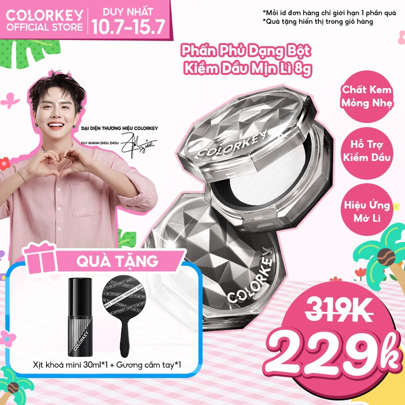 Phấn Phủ Bột Colorkey Kiềm Dầu 8g - Không Bị Flashback, Hạt Phấn Siêu Mịn, Mờ Lỗ Chân Lông, Lâu Trôi