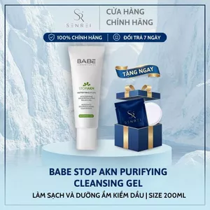 Sữa Rửa Mặt Kiềm Dầu BABE Stop AKN Purifying Cleansing Gel Giảm Mụn Làm Sạch Sâu Hàng Công Ty