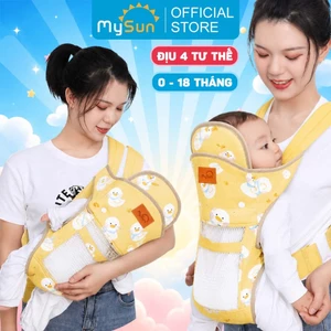 Địu vải lưới cho em bé sơ sinh 4 tư thế đi xe máy có đỡ cổ an toàn chính hãng MySun