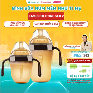 Bình Sữa Kamidi Silicone Gen 2 Nâng Cấp Núm Mềm Mô Phỏng Hoàn Hảo Ti Mẹ
