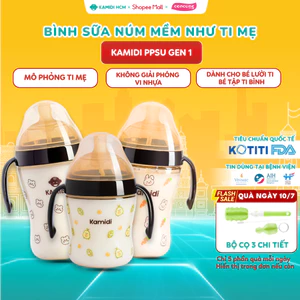 Bình Sữa Cho Bé Kamidi Gen1 PPSU Cao Cấp- Họa Tiết Gấu/Thỏ/Galaxy/Bơ/Cherry - Dung Tích 210ml/300ml