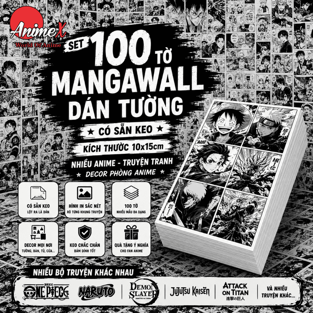 100 Tờ Giấy Dán Tường Anime Có Keo MangaWall Truyện Tranh Poster Hình Anime OnePiece By AnimeX