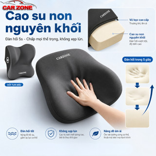 Gối Tựa Đầu Và Lưng Ô Tô CARZONE BẢN FULL - Bằng Cao Su Non Mềm Mại, Êm Ái Chống Đau Mỏi Khi Đi Xe VERSION 2