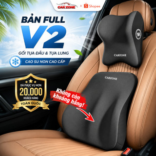 Gối Tựa Đầu Và Lưng Ô Tô CARZONE BẢN FULL - Bằng Cao Su Non Mềm Mại, Êm Ái Chống Đau Mỏi Khi Đi Xe VERSION 2