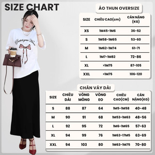 Bộ Áo Phông Nữ Chepol Cao Cấp Form Rộng, In Nơ, Cổ Tròn, Phối Chân Váy, Chất Cotton ( Áo Thun Trắng+ CV Suông )-CP_x7862