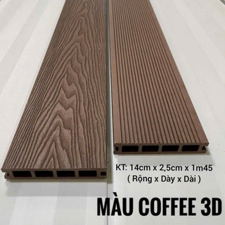 Thanh sàn gỗ nhựa ngoài trời 3D-dài 1m45 chịu nước - chịu nắng - chịu lực-chịu nhiệt độ cao