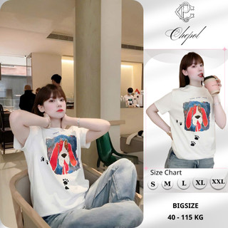 Áo thun Nữ CHEPOL Cao Cấp, Form Vừa, In Dog, Áo Phông Tay Ngắn, Cổ Tròn, Chất Cotton 4 Chiều, Có Bigsize 100kg- 379 (QN)