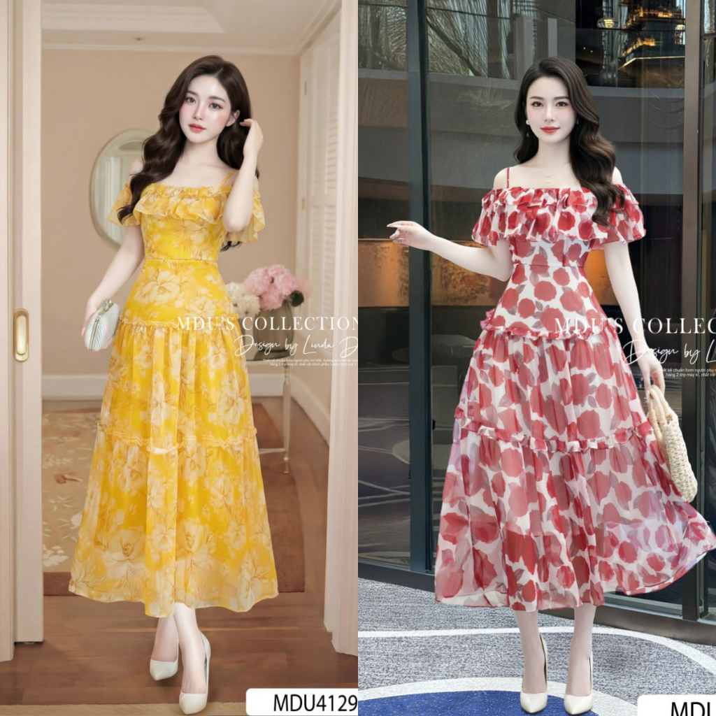 Váy Dài Công Chúa ADELA DESIGN Tơ Hàn Cao Cấp Dáng Thướt Tha Thanh Lịch BST MDU4129