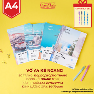 [TẶNG BÚT] Vở A4 Kẻ Ngang 200 Trang CLASSMATE, Sổ Giáo Án A4 260 /300 Trang Giấy 70gsm Không Thấm Mực Dùng Ghi Chép