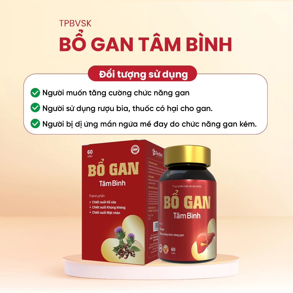 [Combo 1 tháng] 2 hộp Bổ gan Tâm Bình - Hỗ trợ giải độc, thanh nhiệt, giảm mề đay, mẩn ngứa, chán ăn, chức năng gan kém