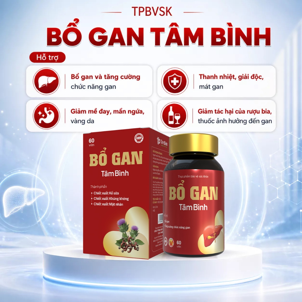 [Combo 1 tháng] 2 hộp Bổ gan Tâm Bình - Hỗ trợ giải độc, thanh nhiệt, giảm mề đay, mẩn ngứa, chán ăn, chức năng gan kém