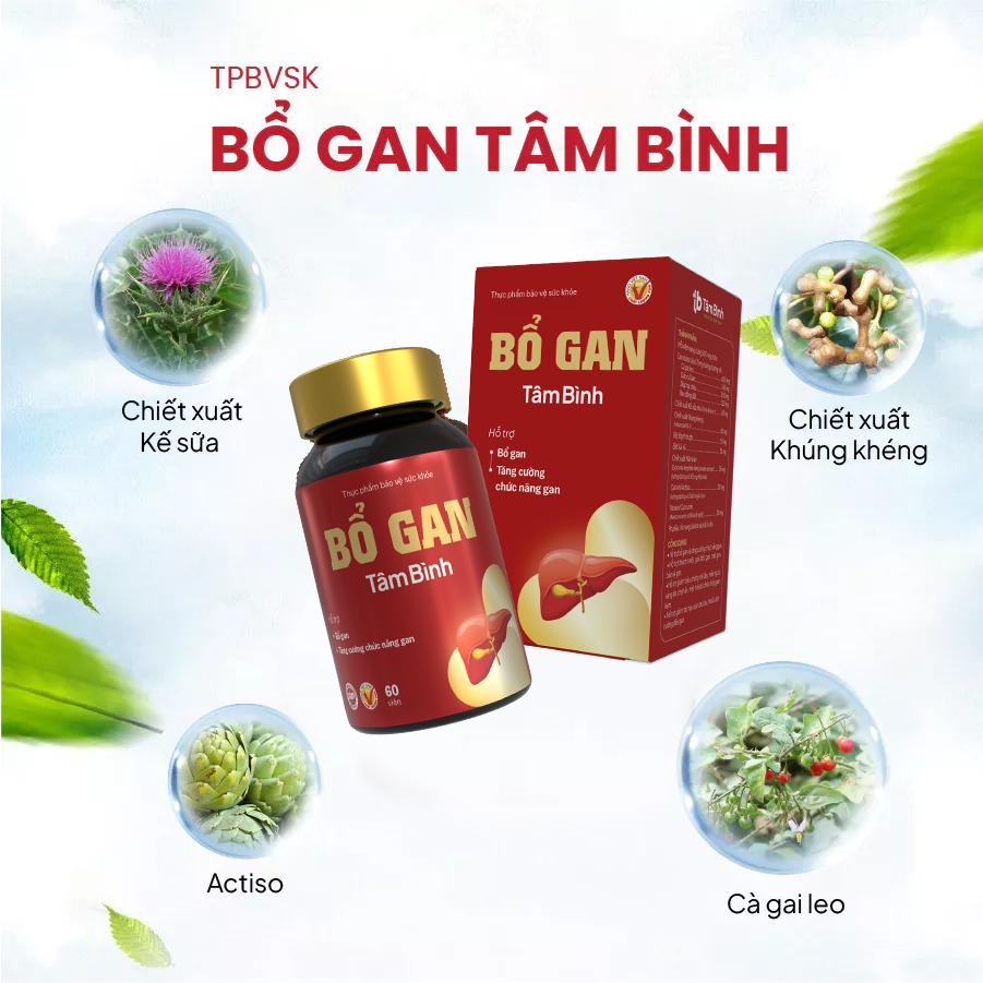 [Combo 1 tháng] 2 hộp Bổ gan Tâm Bình - Hỗ trợ giải độc, thanh nhiệt, giảm mề đay, mẩn ngứa, chán ăn, chức năng gan kém