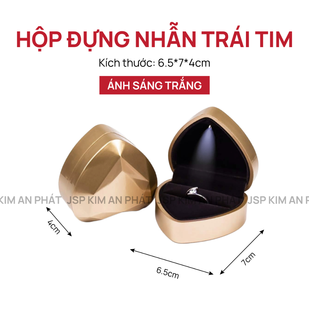 Hộp đựng nhẫn có đèn Trái tim TEGAN hộp nhẫn JSP nhận in LOGO có đèn hộp đựng nhẫn đôi nhẫn cưới.