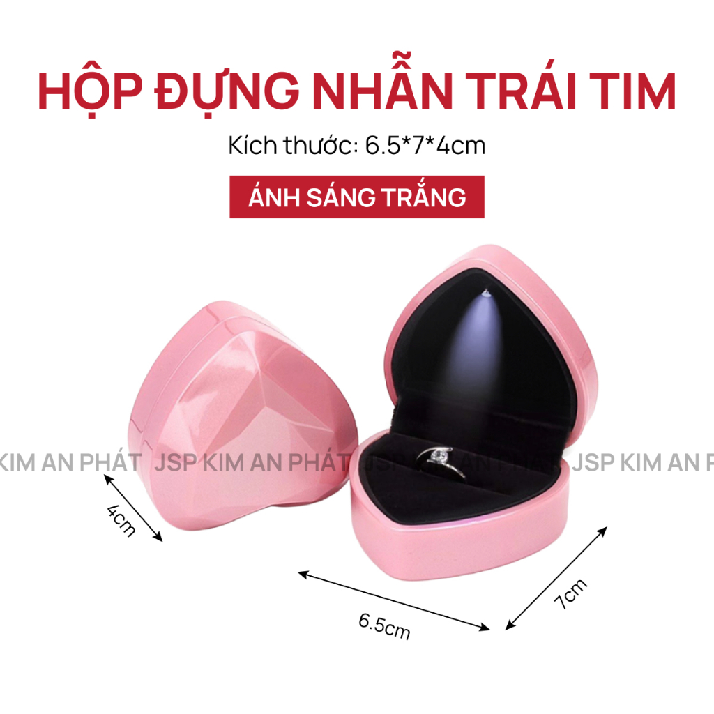 Hộp đựng nhẫn có đèn Trái tim TEGAN hộp nhẫn JSP nhận in LOGO có đèn hộp đựng nhẫn đôi nhẫn cưới.