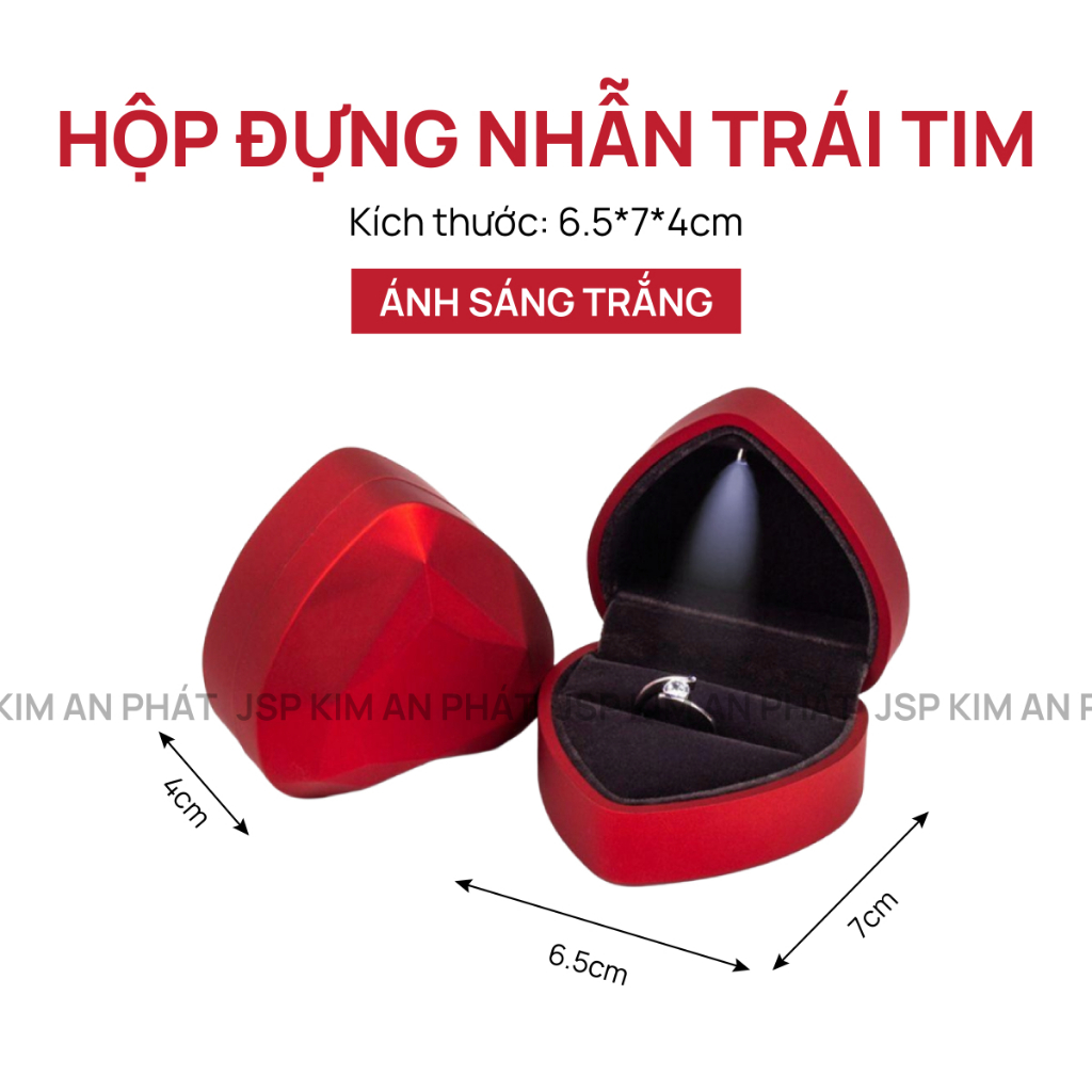 Hộp đựng nhẫn có đèn Trái tim TEGAN hộp nhẫn JSP nhận in LOGO có đèn hộp đựng nhẫn đôi nhẫn cưới.
