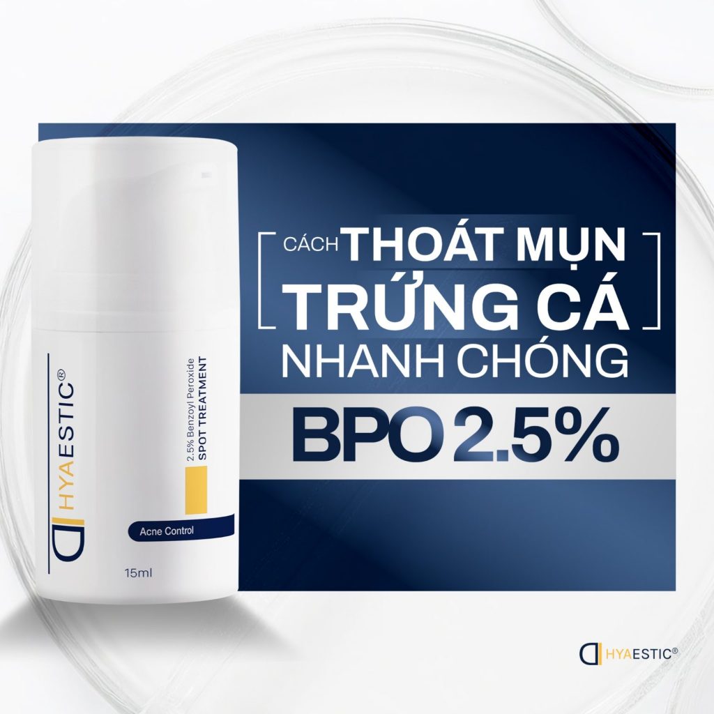 Gel Hỗ Trợ Nốt Mụn Sưng Viêm Hyaestic Spot Treatment 2.5% Benzoyl Peroxide  15ml Giảm Viêm Cho Da Dầu