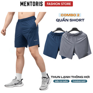 COMBO 2 Quần Đùi Nam MENTORIS Vải Thun Lạnh SIÊU CO GIÃN, Thoáng Mát, Vận Động Thoải Mái CB2MSR02