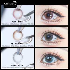 Lens mắt LUNA EYES E101 Blue màu xanh loang chấm sao lấp lánh, không viền nổi bật, size vừa
