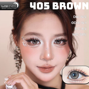 Lens mắt FD-405 Brown màu nâu hồng viền đậm nổi bật, size lớn - thương hiệu LUNA EYES