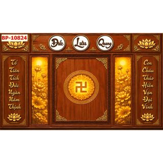 Tranh dán tường 3d, tranh phòng thờ vải lụa kim sa cao cấp,trang trí bàn thờ,Tặng keo và dụng cụ dán