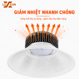 Đèn LED Nhà Xưởng Highbay LUXSUN Có Chóa 100W 150W 200W 250W IP65 Siêu Sáng Tiết Kiệm Điện Kho Xưởng Nhà Máy