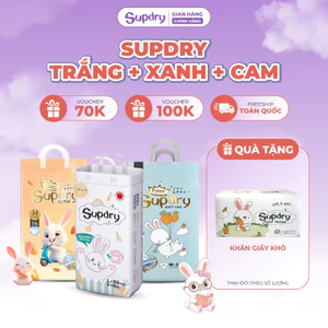 Tã Bỉm Supdry Trắng, Supdry Premium, Supdry Ultra Cao Cấp, Siêu Thấm Hút, Mỏng Nhẹ, An Toàn Cho Bé (Dán/Quần | NB–XXXL)