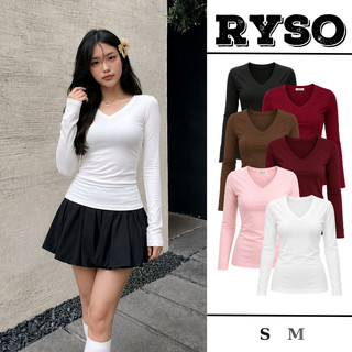 Áo Thun Tay Dài Cổ Tim Sexy Form Ôm Trơn Basic Chất Thun Borip Co Giãn Tôn Dáng TD15 RYSO STORE