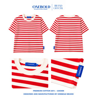Áo Thun Trơn BABYTEE Brand ONEBOLD Cotton 230gsm, Họa Tết Sọc Ngang Phong Cách Hàn Quốc Nữ
