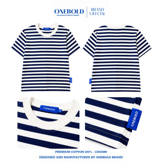 Áo Thun Trơn BABYTEE Brand ONEBOLD Cotton 230gsm, Họa Tết Sọc Ngang Phong Cách Hàn Quốc Nữ