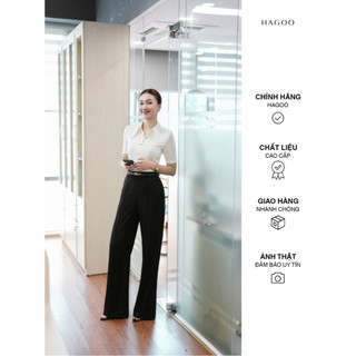 Quần âu nữ ống đứng hai ly nổi HAGOO hai màu trắng đen, quần tây phong cách công sở [Q361]
