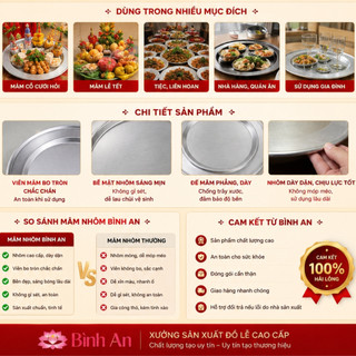 Mâm Nhôm Ăn Cơm Mịn Dày Dặn Chắc Chắn - Dùng Bày Để Bày Cỗ, Đồ Ăn, Bày Quả, Bày Lễ Cúng Gia Tiên