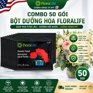 FloraLife Combo 50 Gói Bột Dưỡng Hoa - Giúp Hoa Tươi Lâu, Không Hôi Nước, Nhập Khẩu Chính Hãng Mỹ