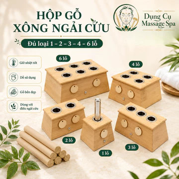 Hộp Trúc Ngải Cứu Cao Cấp 3 lỗ - 6 lỗ - Hộp Gỗ Dùng Hơ Điếu Ngải Cứu, Nhang Ngải Cứu