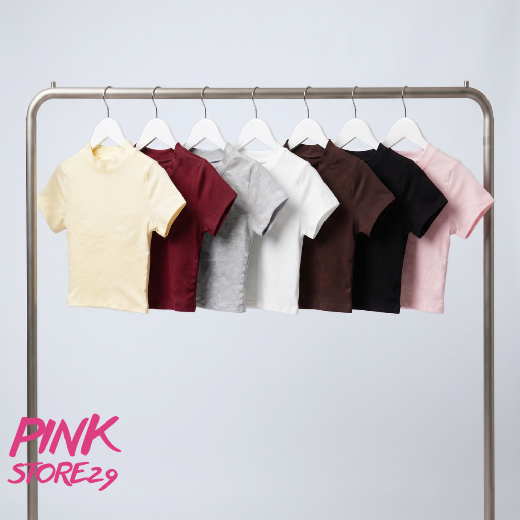 Áo Croptop Nữ Cổ Tròn Tay Ngắn PINKSTORE29 Kiểu Dáng Basic A5314 | BigBuy360 - bigbuy360.vn