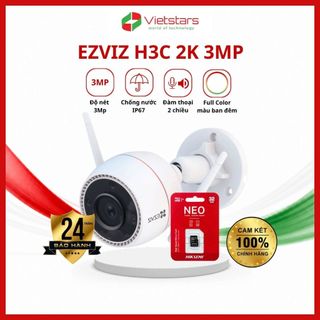 Camera EZVIZ H3C 3MP/2K màu bản đủ thân trụ ngoài trời, có màu ban đêm, đàm thoại 2 chiều