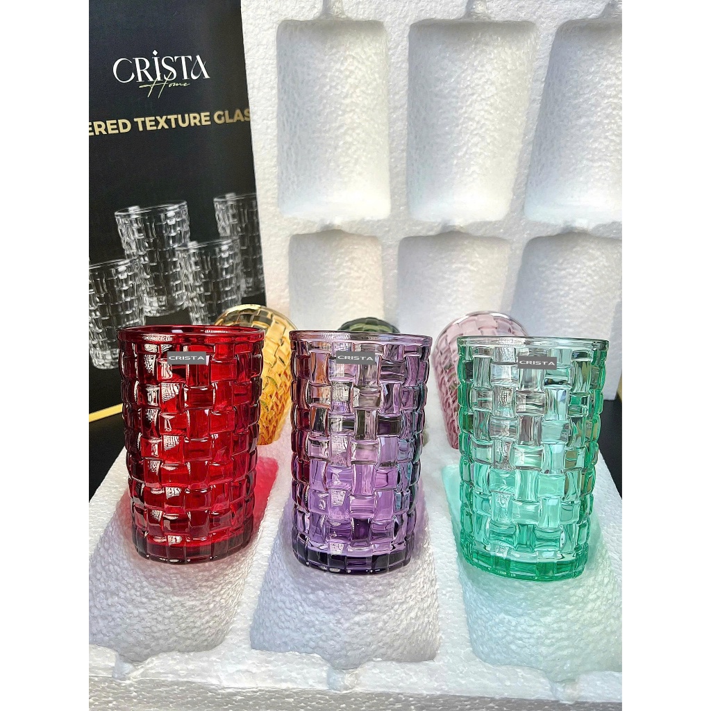 Bộ 6 Cốc Vân Caro Crista Home 350ml | Sỉ SLL Có VAT