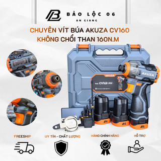 Máy Chuyên Vít Búa Sử Dụng Pin Akuza CV160PRO – 1 Bộ 3 Viên Pin Tặng 5 Mũi Vít- đầu ngậm vít nhanh