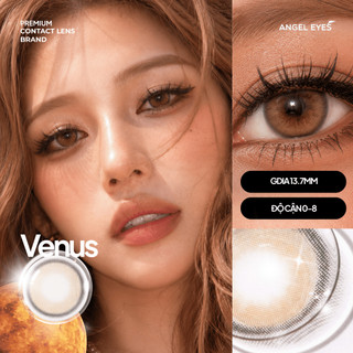 Lens nâu tây độ cận 0-6 Venus hiệu Angel Eyes chất liệu Silicone Hydrogel, kính áp tròng cho mắt thở đường kính 14.0mm